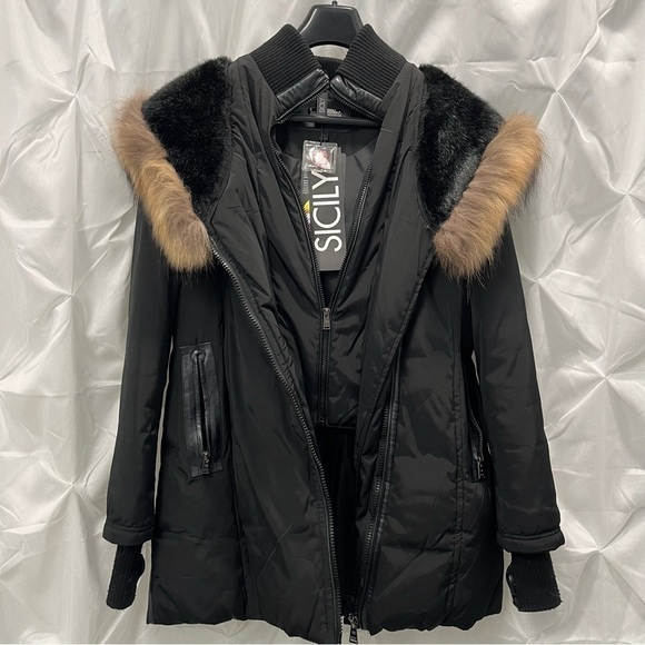 Sicily Clothing Co real fur hood trim jacket - Picture 3 of 16